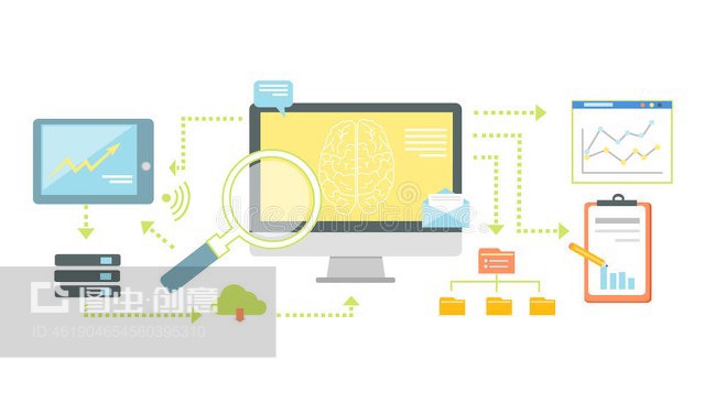 SEO分析圖標(biāo)平面的智能技術(shù) 網(wǎng)絡(luò)信息技術(shù)開發(fā)新前沿